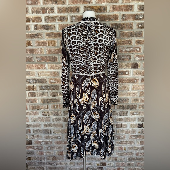 Anthropologie Bl-nk Black White Floral Animal Print Long Sleeve Dress Small - Picture 3 of 7